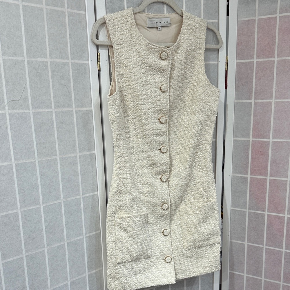 Endless Rose Sleeveless Tweed Mini Dress Size S - Picture 6 of 12